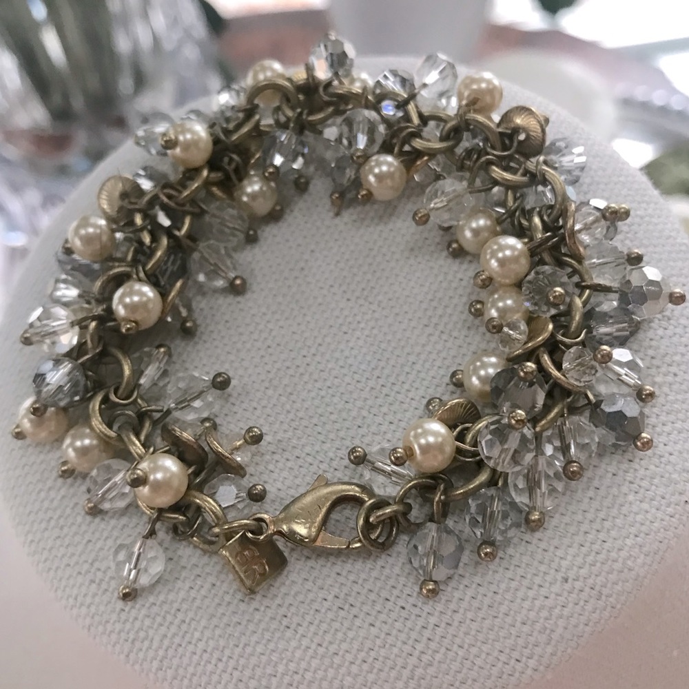 Vintage Banana Republic Pearl & Crystal Bracelet